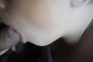Chubby face floozy sucking my dick deepthroat in POV movie