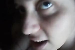 Chubby face floozy sucking my dick deepthroat in POV movie
