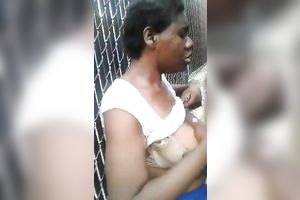 Dirty slut wife! Crackhead gets a BJ among trash