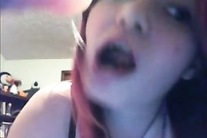 Slutty freshman sweetheart sucks a sex tool like a nasty cock sucker