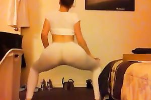 Fabulous white a-hole in constricted white panties bouncing