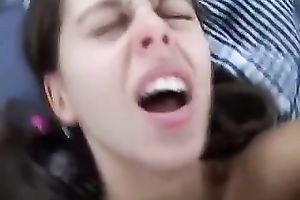 Cute brunette legal age teenager sweetie in the van fucking on livecam