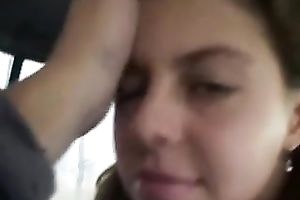 Cute brunette legal age teenager sweetie in the van fucking on livecam