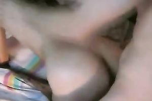 Slim and cute brunette hair sweetheart with tiny scoops was riding my buddy's dick