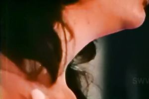 Two sexy and perverted European brunettes with one dude on the ottoman