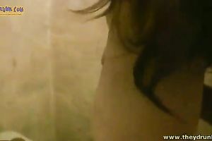 Sweet brunette hair white bitch Lyalya cant control herself in the bedroom