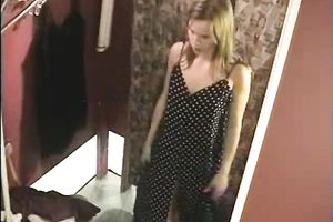 Beautiful and hot white random dilettante white bitch tries on recent clothing