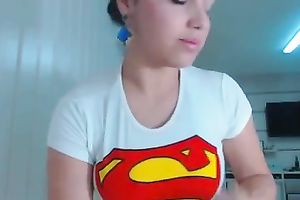 Awesome face hole watering cam supergirl went solo and bragged of curves