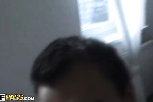 Comely brunette Russian doxy Krystinka flaunts in sexually excited underware set