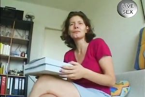 Slutty dark-haired euro slut shows her worn boobies