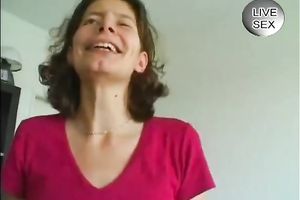 Slutty dark-haired euro slut shows her worn boobies