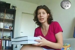 Slutty dark-haired euro slut shows her worn boobies