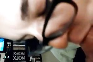 Nerdy quite pallid brunette hair girlie of my buddy gives me a worthwhile BJ