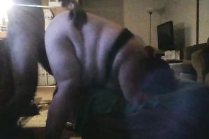 Extremely plump whorable white lady with limp stomach and big marangos was engulfing weenie