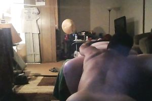 Extremely plump whorable white lady with limp stomach and big marangos was engulfing weenie