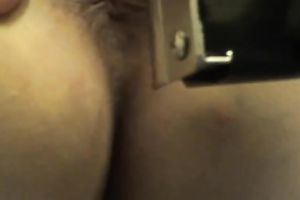 Amateur girlfriend of mine shaves her excellent love tunnel on webcam