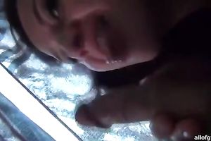 Watch my green eyed glamorous girlfriend giving me a sloppy oral-service