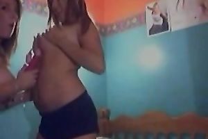 Two non-professional nasty sweethearts with enchanting whoppers play on livecam