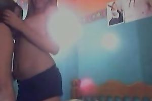 Two non-professional nasty sweethearts with enchanting whoppers play on livecam