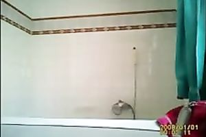 My large boobed GF feels comfortable taking a bathroom in front of a camera