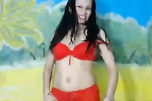 Kinky slutwife in red lacy underware was posing so naturally on webcam for my buddy