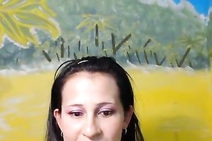 Kinky slutwife in red lacy underware was posing so naturally on webcam for my buddy