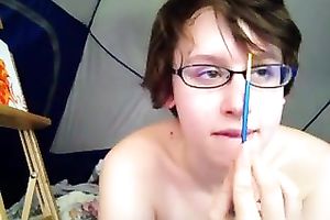 Nerdy short haired dark brown hottie wanted to please her curly twat