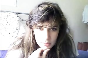 Cute and charming natural dark head with cute wobblers was teasing her soaked muff