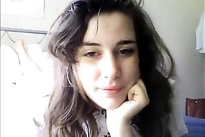 Cute and charming natural dark head with cute wobblers was teasing her soaked muff