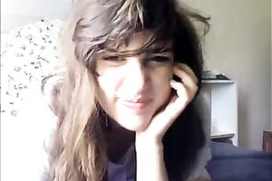 Cute and charming natural dark head with cute wobblers was teasing her soaked muff