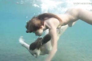 Two majestic non-professional youthful trollops exposing bodies