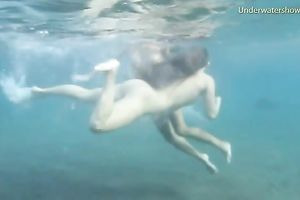 Two majestic non-professional youthful trollops exposing bodies