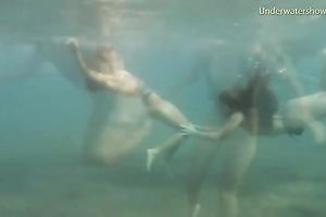 Two majestic non-professional youthful trollops exposing bodies