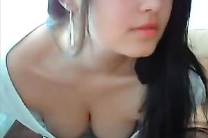 Kinky and cute a bit shy web camera brunette hair flashed her admirable rounded gazoo