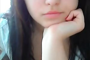 Kinky and cute a bit shy web camera brunette hair flashed her admirable rounded gazoo