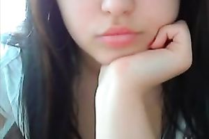 Kinky and cute a bit shy web camera brunette hair flashed her admirable rounded gazoo