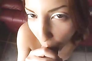 Petite Indian doxy with hairy wet crack gives head previous to sex