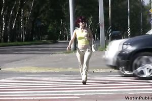 Creme shade panties of a Russian dilettante honey are all moist