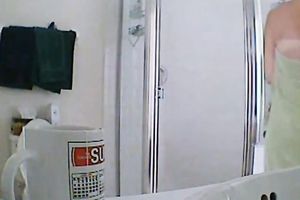 Adorable non-professional white slutty wife in the washroom filmed on hidden livecam