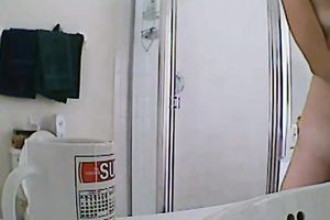 Adorable non-professional white slutty wife in the washroom filmed on hidden livecam