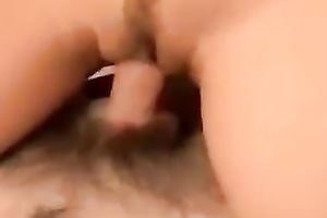 Cute wild black haired nympho gave BJ previous to taking prick in unshaved bawdy cleft