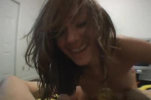 Amateur cutie Michelle sucks a dude's weiner joyfully