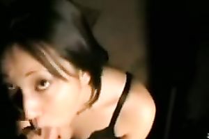 Petite Asian college housewife is on her knees savoring my large wang