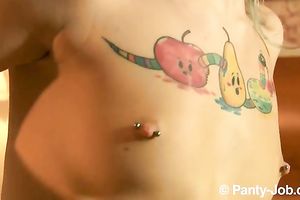 Magnificent Russian punk white wife undresses and teases on the couch