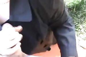 Thirsty for weenie hottie sucked my knob deepthroat outdoor