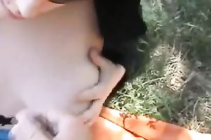 Thirsty for weenie hottie sucked my knob deepthroat outdoor