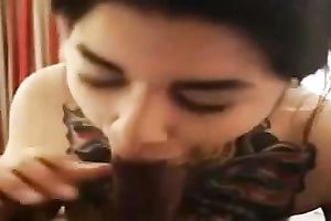 Tattooed wondrous dark haired blowlerina sucked my meaty big knob
