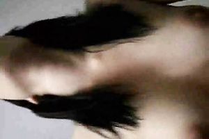 Slender dark haired Asian girlfriend enjoys coarse missionary sex