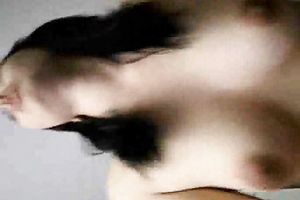 Slender dark haired Asian girlfriend enjoys coarse missionary sex