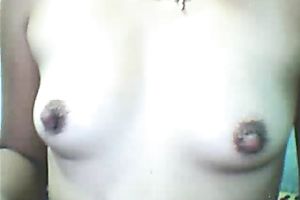 Filthy non-professional skanky cockroach on cam shows her small vagina